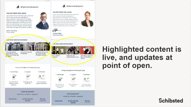 Schibsted needed to find a way to provide relevant, up-to-date content for subscribers. Now, it offers live content that updates at the point of open.