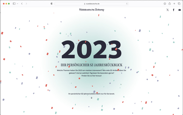 Once the year-in-review is generated, animated confetti pops up on the user’s screen.