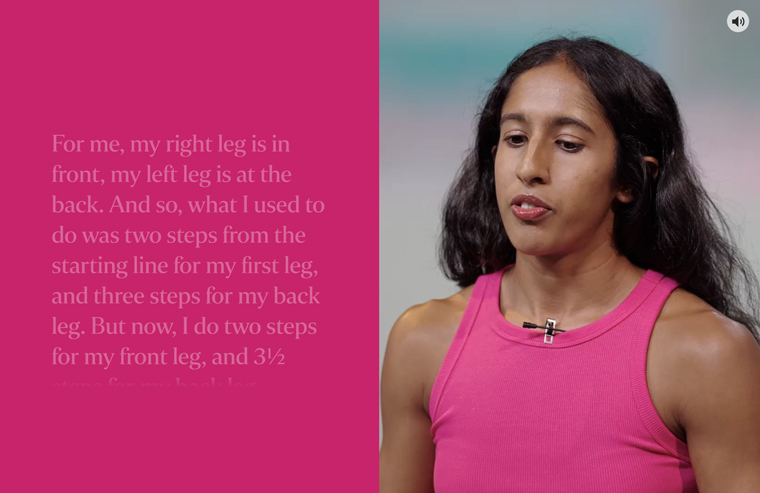 Video interviews of Pereira detailed what she has done to improve her sprinting.