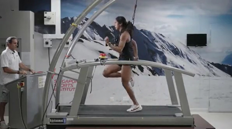 Videos showed the many ways science and art played a role in Shanti Pereira's training.