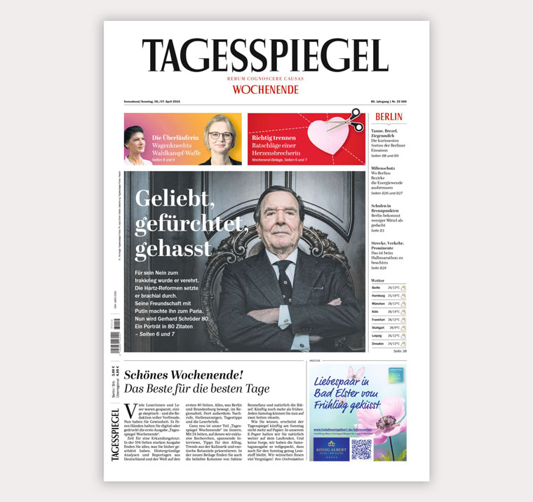 Designed to have the feel of a magazine, Tagesspiegel Weekend invites readers to enjoy a slow, leisurely read.