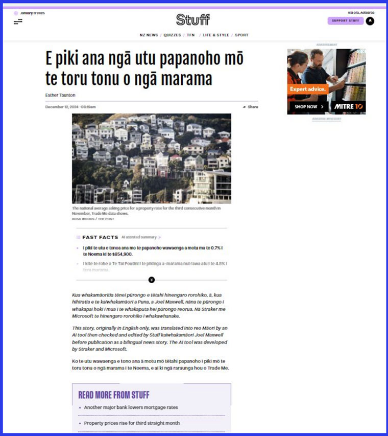 Through its new initiative, Stuff has translated hundreds of articles and increased engagement.
