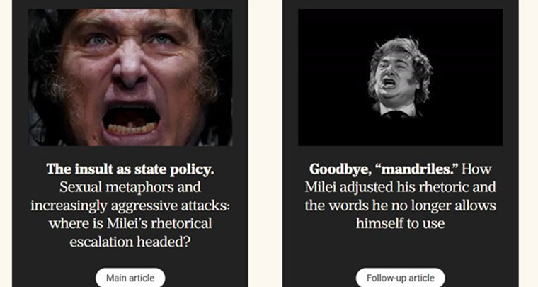 A data-journalism project used automated transcription and AI classification to systematically analyse months of presidential discourses, more than 90 hours of audio and video, and thousands of original tweets on X.