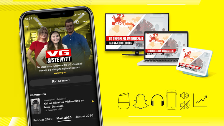 VG News is functional on seven different platforms at the same time: VG.no, VG's live studio, VG's linear TV channel, Apple TV, Snapchat, Google Home, and on muted public screens.