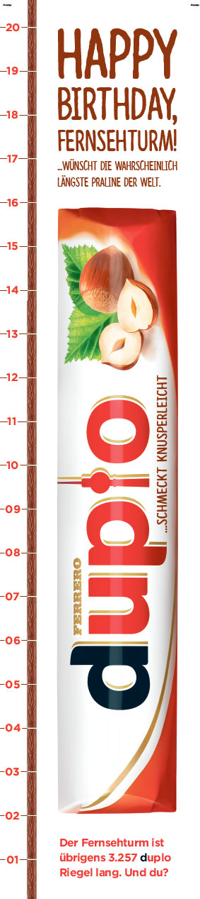 Candy maker Ferrero Duplo also participated in achieving the world record when it ran this ad on the back of the content.