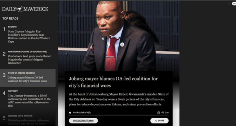Daily Maverick launched a completely new interface with summaries as another way to see how users interact with them.