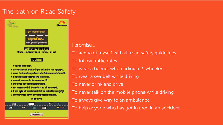 58 million people took the oath on road safety. 
