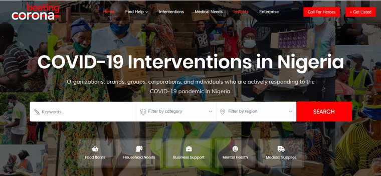 The BeatingCorona platform provided information on interventions being made to fight COVID-19 in Nigeria.