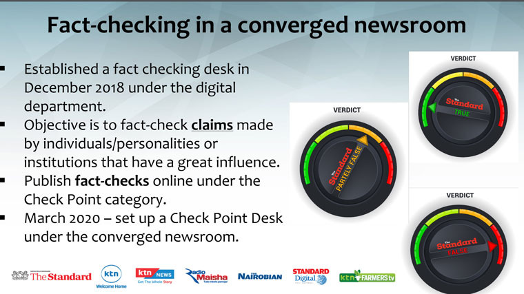 Standard Media created its Check Point Desk to fact-check claims before publishing stories.