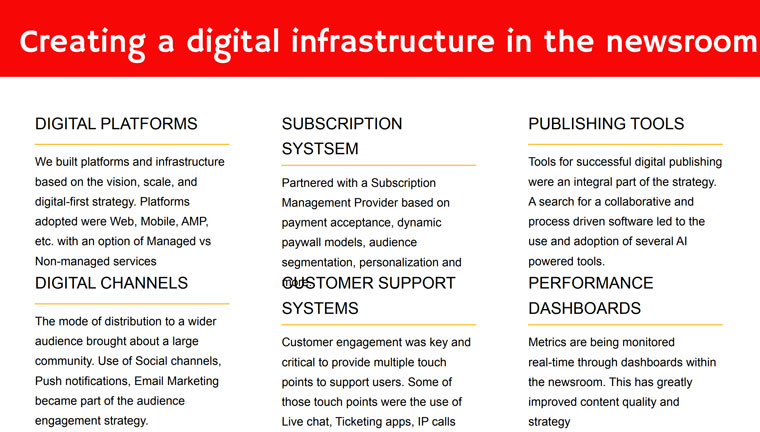 Creating a digital infrastructure in the newsroom required looking at every aspect of how it would be affected.