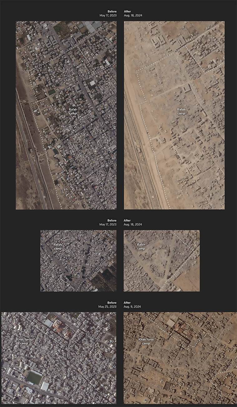 Side-by-side satellite images showed the extent of the destruction.