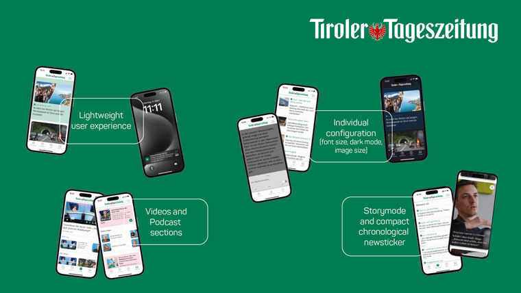 Our user-first approach in action: The new app focuses on a lightweight user experience, individual customisation options, and dedicated sections for video and podcasts.