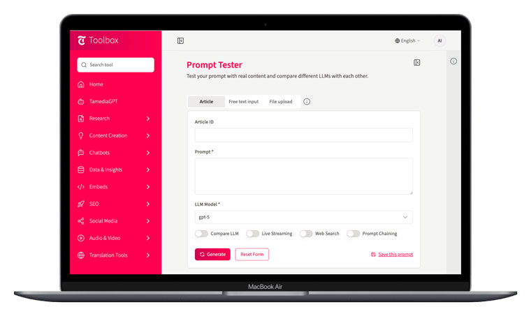 The Prompt Tester is one of the most important tools when it comes to creating and testing new ideas.