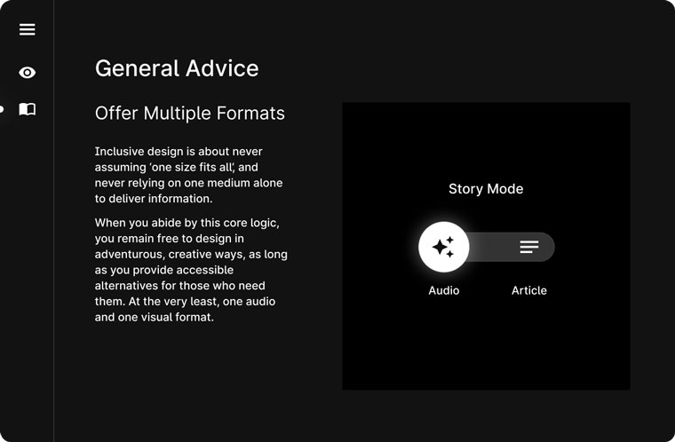 The Auditorial Accessibility Notebook features inclusive design tips for all who produce work for the Web.