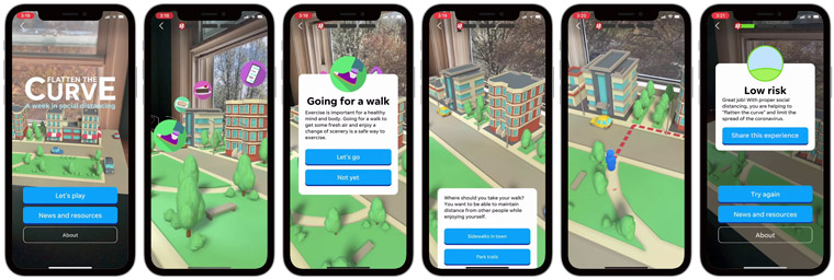 The Flatten the Curve app made learning about social distancing fun and engaging while still being educational.