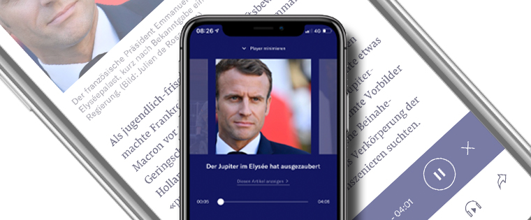Control of the audio news item remains on a mobile locked screen so users can retain functionality. Once the audio version is selected, the news story begins to play on the mobile device while the main image and story heading is displayed.