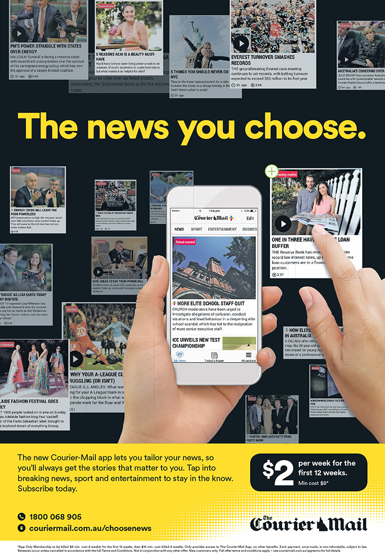 News Corp Australia unveiled its new app-only subscription product with "The news you choose" campaign, which highlighted more robust personalisation features and a new low price point.