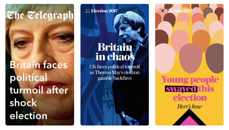 While The Telegraph focused on political content when they first joined Snapchat Discover, they quickly expanded their topical scope to include tech, foreign, business, and lifestyle.