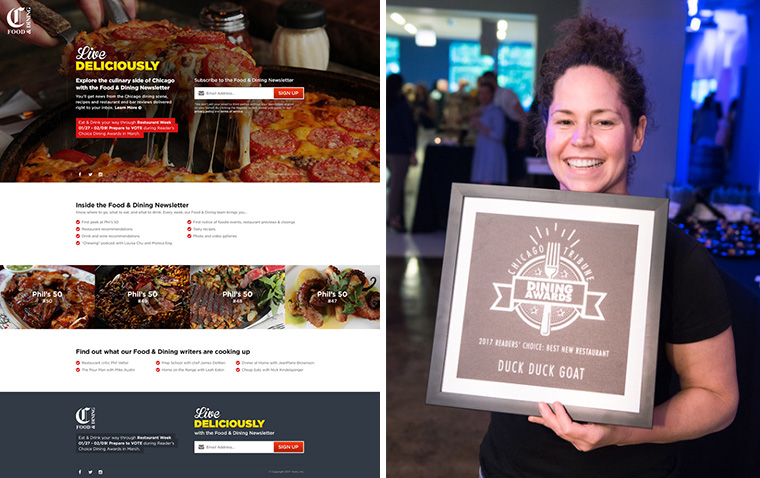 Chicago Tribune used its Food & Dining newsletter to gather more information about the audience they wanted to target with the Dining Awards campaign.