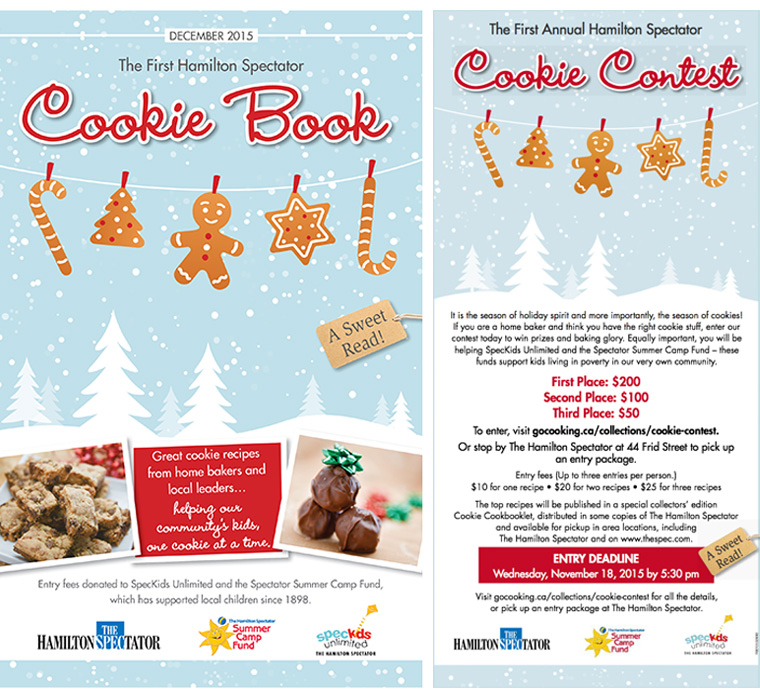 The Hamilton Spectator Cookie Book provides great holiday recipes, advertising revenue, and charitable contributions for a kids' summer camp.
