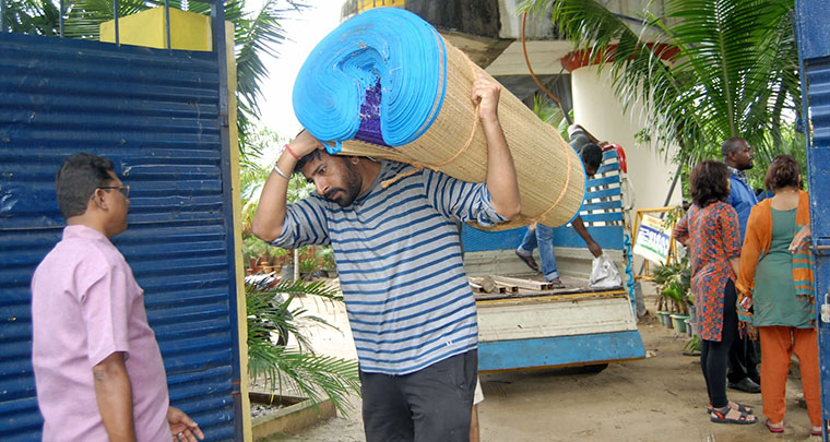 First efforts of the Chennai Rising effort included donating sleeping mats to 1,000 flood victims.