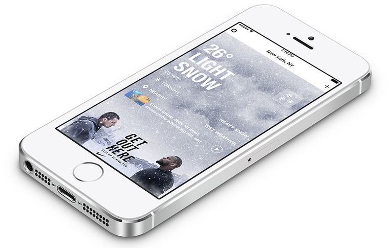The Weather Company's branded background is one example of ad innovation, native creative execution, and marquee placement.