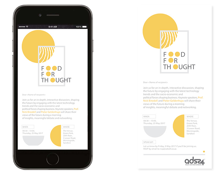 "Food for Thought" invited media professionals to take a break from everyday operations and meet with academics and futurists to discuss potential impact of technology, automation, robotics, and AI will have on our business.