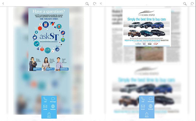 The new interactive digital newspaper of The Strait Times engages readers while improving advertisement reach and social media sharing.