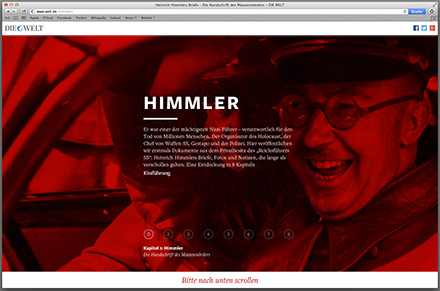 Homepage of Die Welt showing advertisement of Heinrich Himmler Briefe