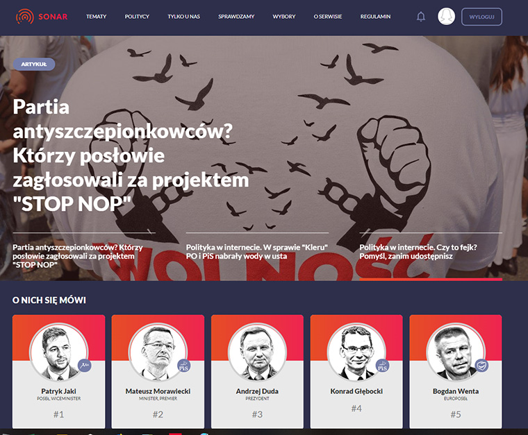 Similar to Spotify for music artists or Facebook for friends and family, Sonar helps users find politicians and other users that share their views.