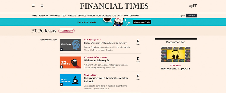 Financial Times is one of six news media companies featured in the new report.
