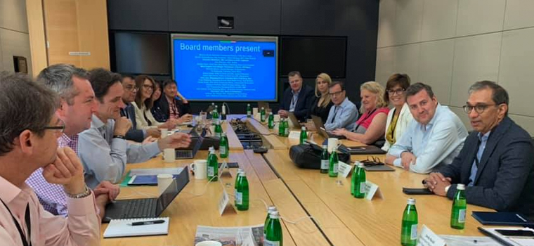 Dainik Jagran’s Sanjay Gupta makes a point to members of the INMA board of directors during their meeting at News Corp Australia headquarters in Sydney. The Board meeting opened with a look back on 2019 achievements.