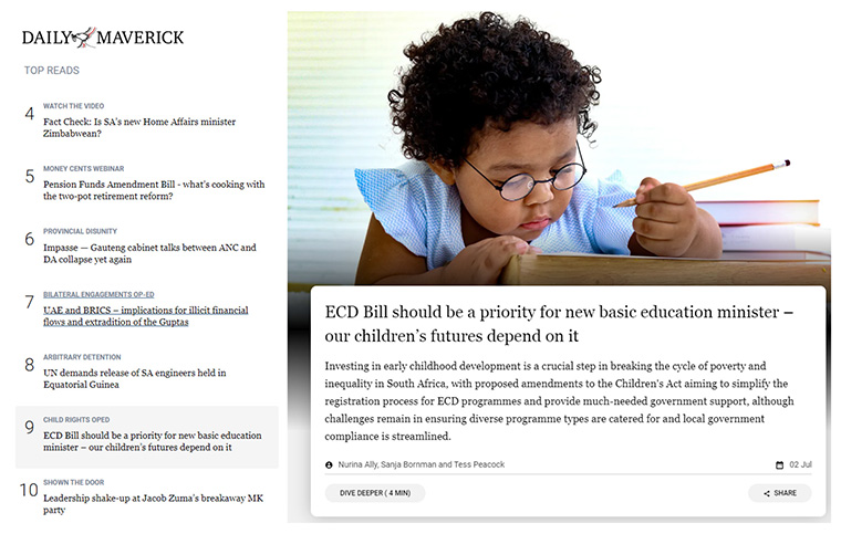 Daily Maverick, another case study in the report, provides a visually appealing content summary card with the option for readers to "dive deeper."