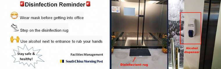 This three-step reminder is shared throughout the building.