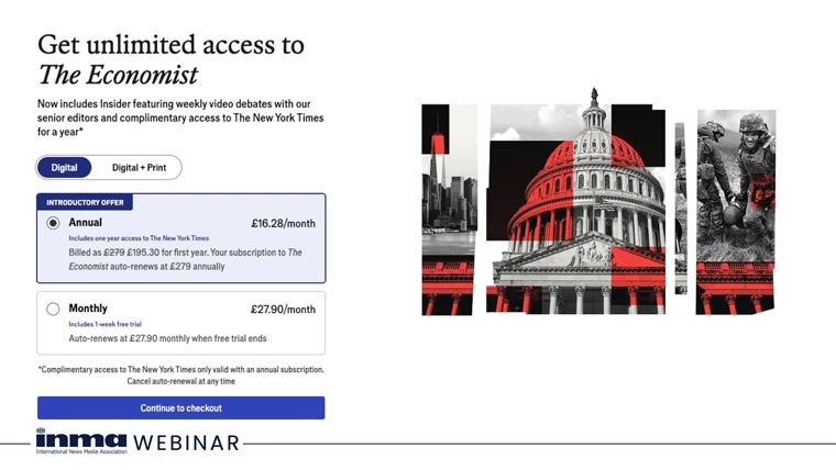 The Economist simplifies its subscriptino offer to lesson friction for paying readers.