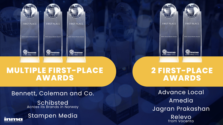 Seven news media companies won more than one first-place prize at the annual Global Media Awards.
