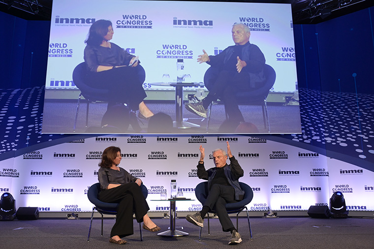 S4 Capital Executive Chairman Sir Martin Sorrell talking with World Congress co-moderator Jodie Hopperton.