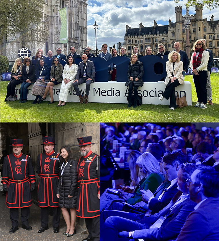 The INMA board of directors, pictured here in front of the World Congress venue, enjoyed London as a backdrop for the conference, as did attendees.
