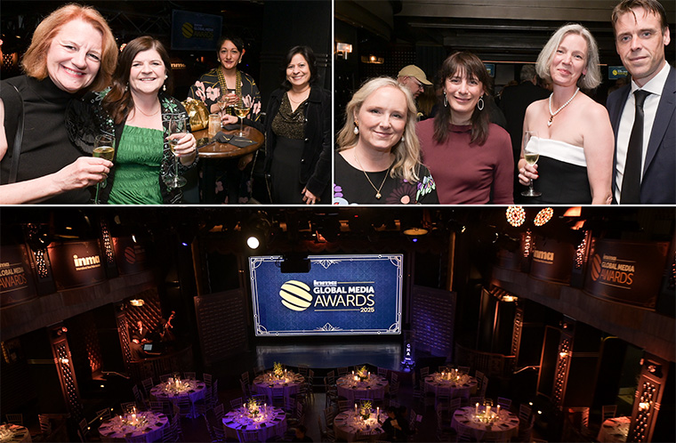 INMA Global Media Awards Dinner guests enjoy cocktails at Midtown Manhattan’s Edison Ballroom, which has been entertaining since the 1930s.