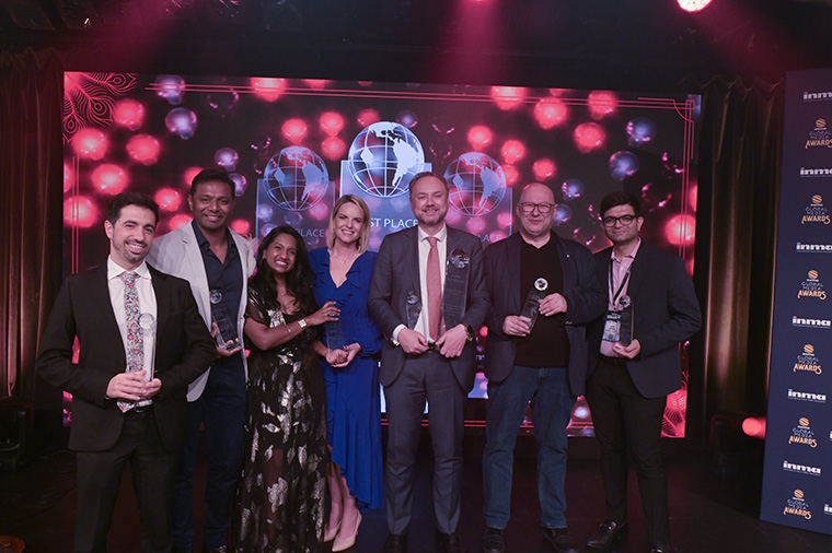 Winners from the six world regions with their awards Thursday night.