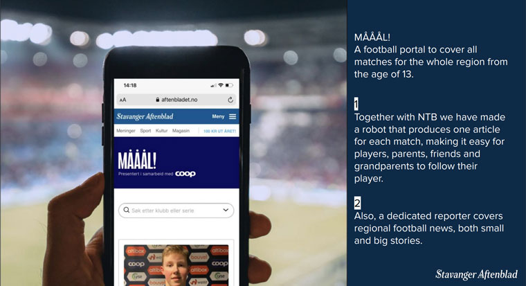 The editorial team at Stavanger Aftenblad uses robots to product data-driven sports content.
