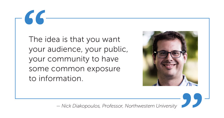 Nick Diakopoulos, a professor at Northwestern University in Chicago, is one of several experts interviewed for the report.