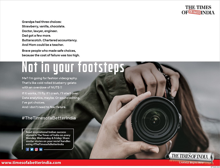 The Times of India has invested in print campaigns about mental health and other subjects Gen Z is interested in.
