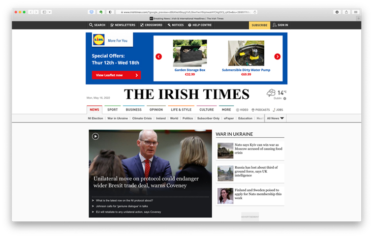 An example of a banner on a Web site.