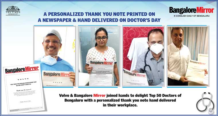 The Bangalore Mirror and Volvo teamed up to thank doctors in Bengaluru.
