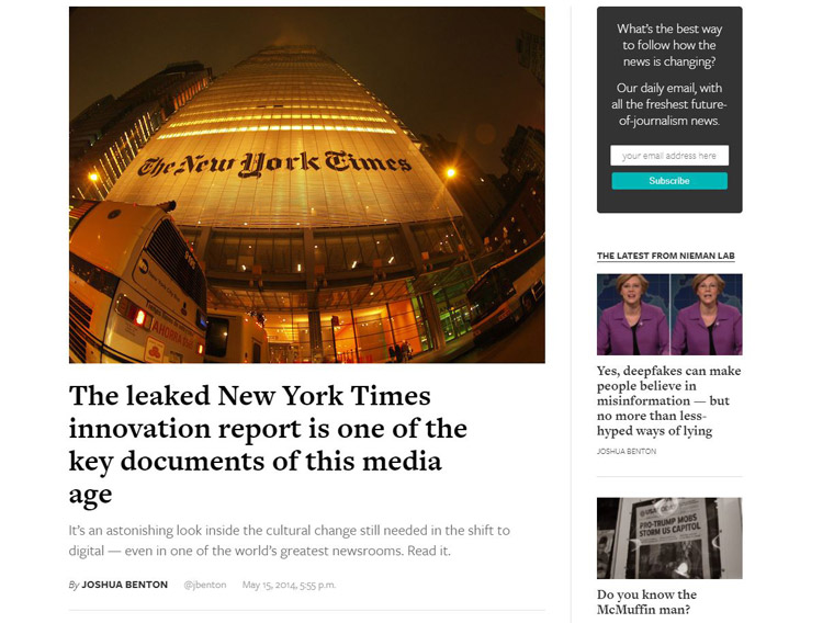 The New York Times Innovation Report was an internal document leaked in 2014.