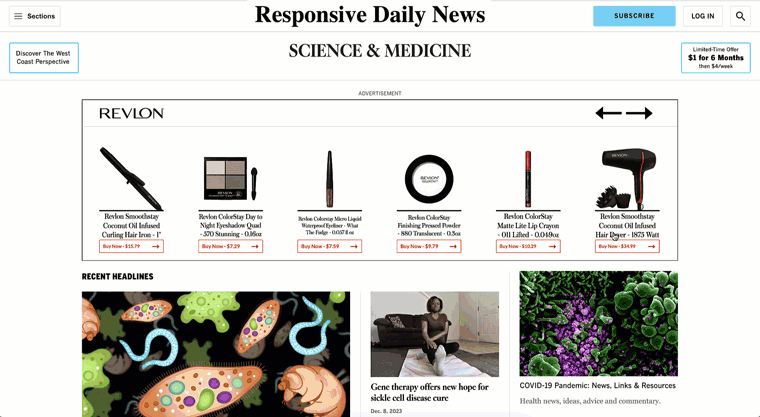 A ResponsiveAds in-page or in-ad shoppable experience makes it easy for readers to purchase products and services.