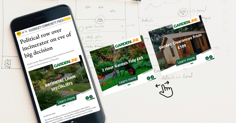 Digital creative campaigns include banners from print data enriched with Web data about the advertiser.