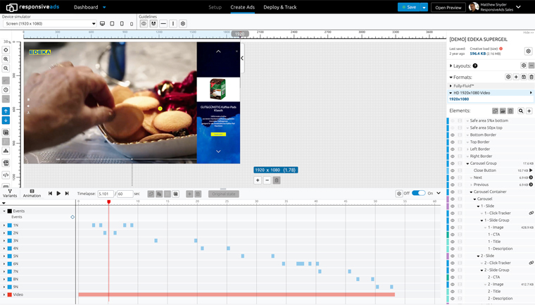 ResponsiveAds Creative Studio offers the ability to build out dynamic messaging and content video ads.