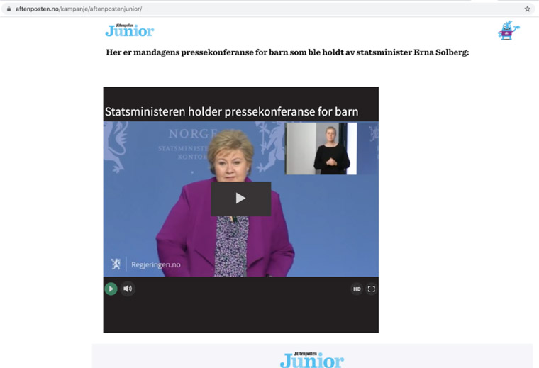 Aftenposten Junior was invited to participate in a national press conference for kids.